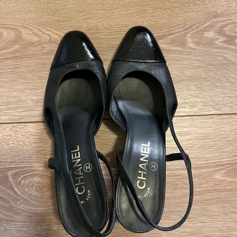 Chanel Black Slingback Women's Shoes